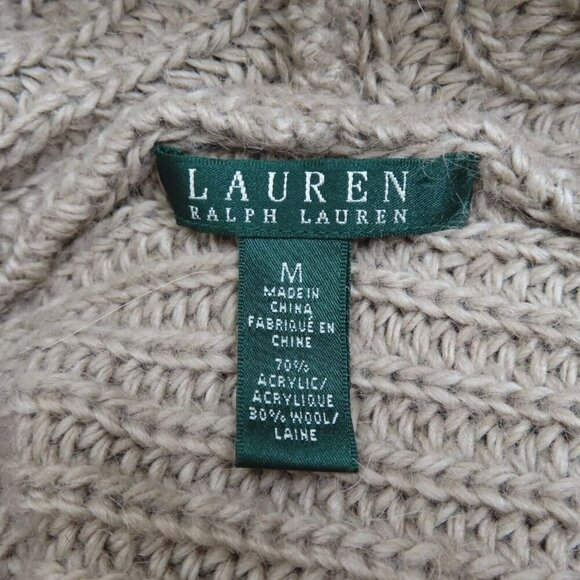 Lauren Ralph Lauren Womens Medium Beige Chunky Knit Cowl Neck Sleeveless Sweater - Picture 5 of 7